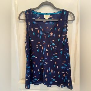 Maeve Anthropologie Scalloped Turtles Tank - Size 6